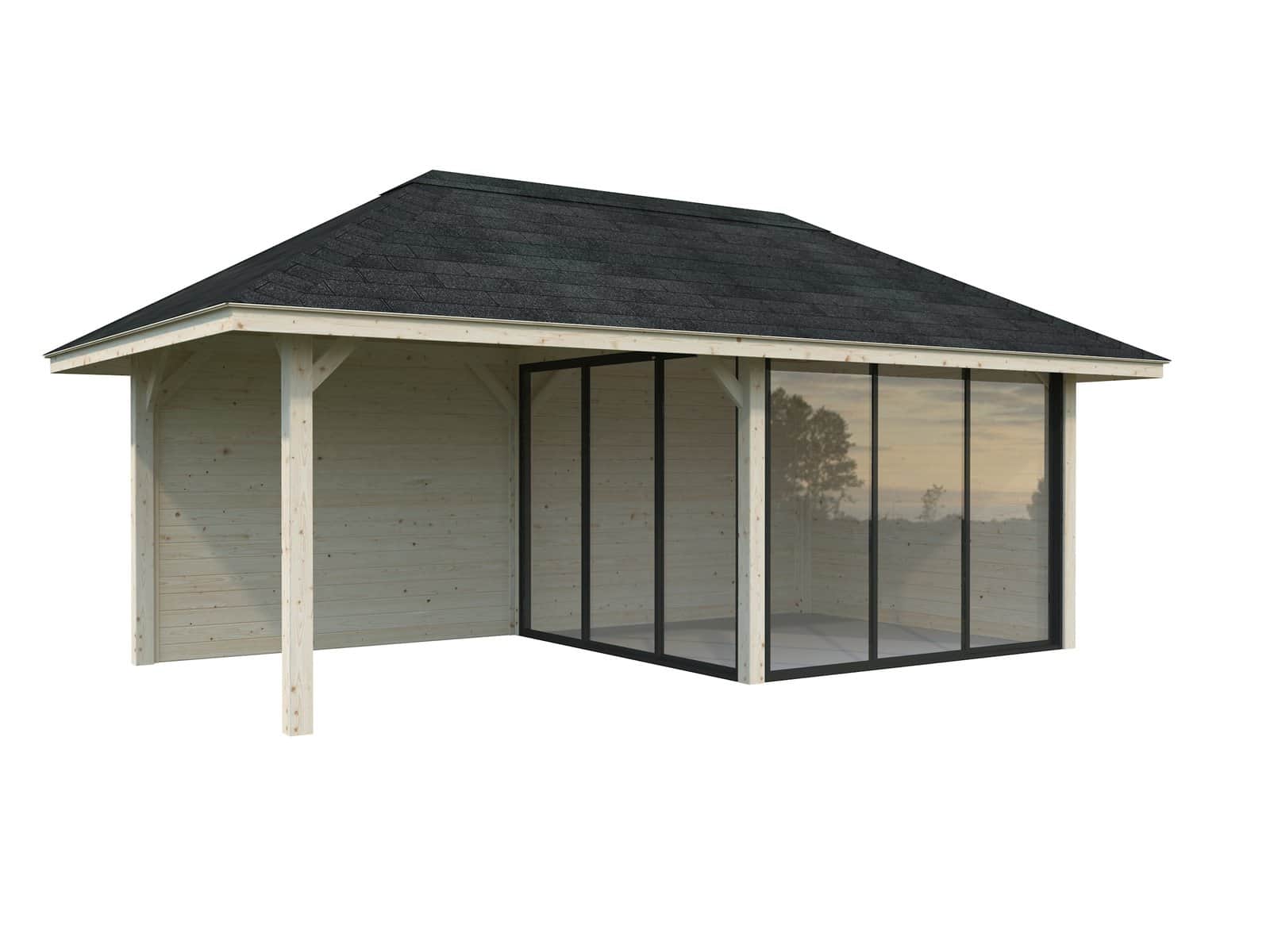 Bianca 16.6m2 Set 205/505 (5.88x3m) Kahe lükandukse ja varikatusega paviljon