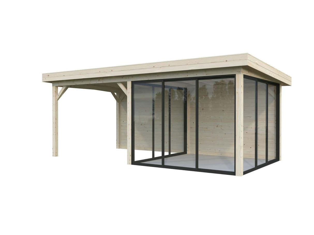 Lenna 16.6m2  Set 406/706 (5.88x3m) Kolme lükandukse ja varikatusega paviljon