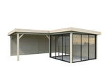 Lenna 24.9m2 Set 412/712 (5.88x5.88m) L-kujuline lamekatusega lükanduste ja varikatusega paviljon
