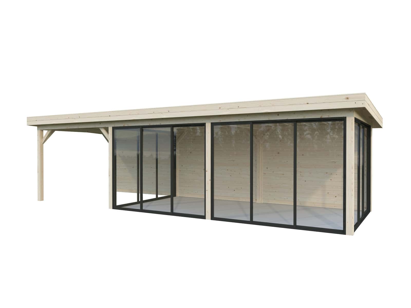Lenna 24.9m2 Set 418/718 (8.76x3m) Lamekatuse ja nelja lükanduksega suur paviljon varikatusega