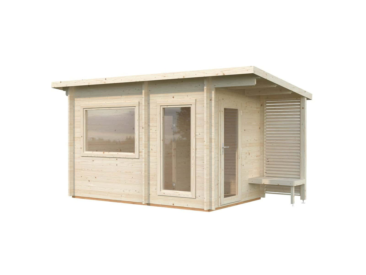 Sanna 6.8m2 (3.5x2.1m | 44mm) Modernne freesprussist saunamajake riietusruumiga