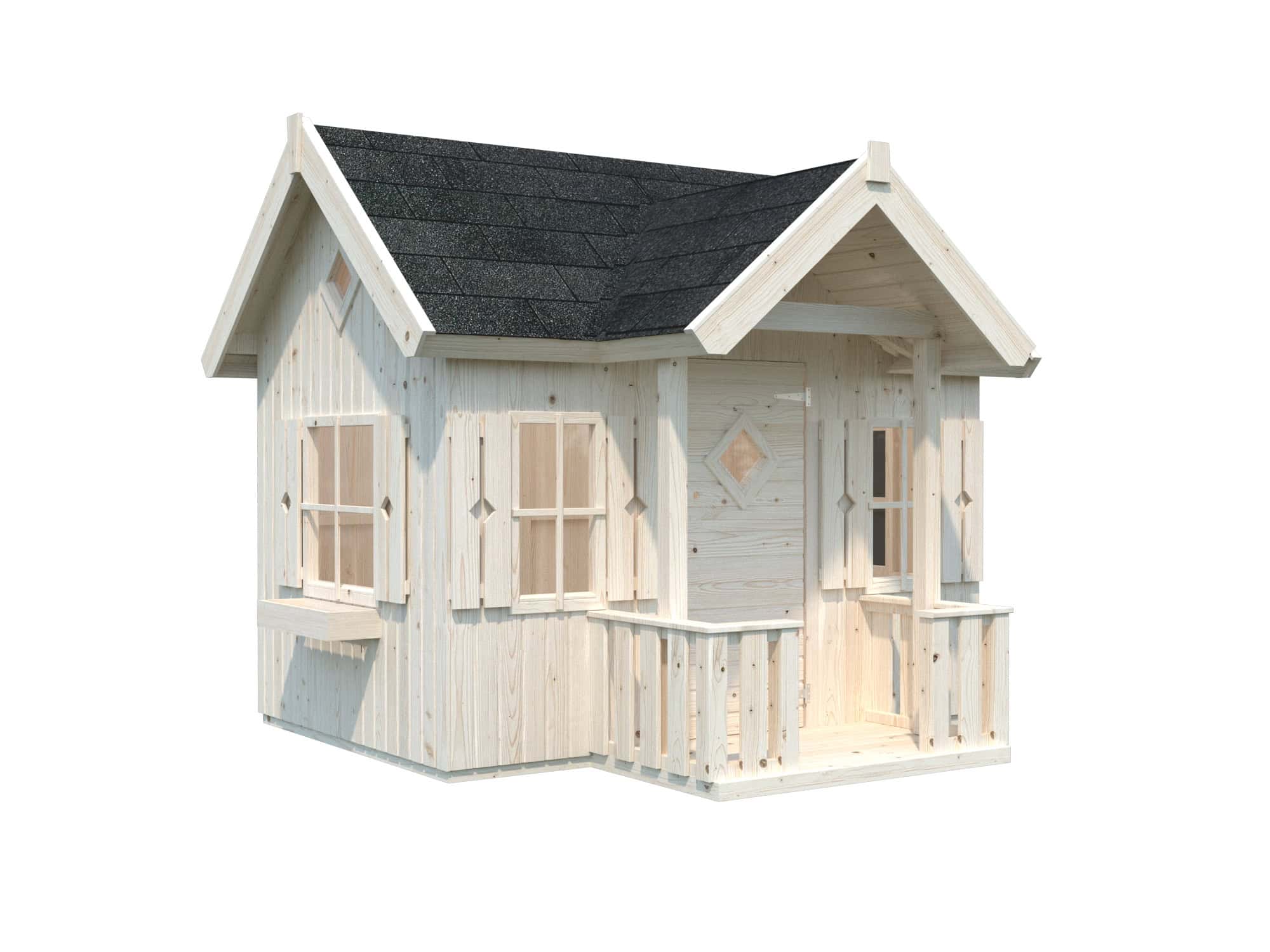 Jennie 3.6m2 (2.33x1.57m | 16mm) valmis seinaelementidest mängumaja