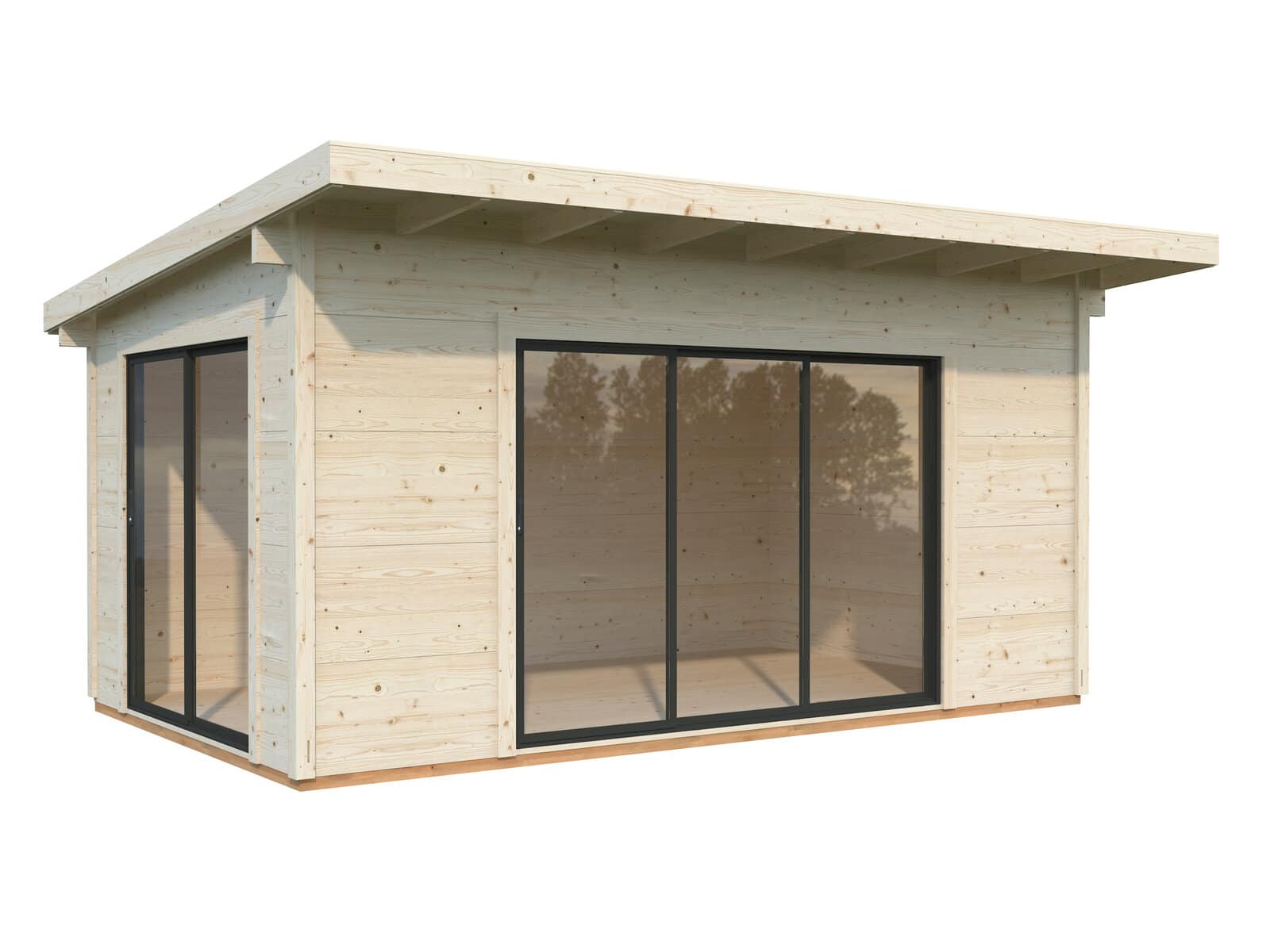 Grace 14.1m2 (5x3m | 56mm) Liimpuitelementidest aiamaja topeltklaasiga lükandustega