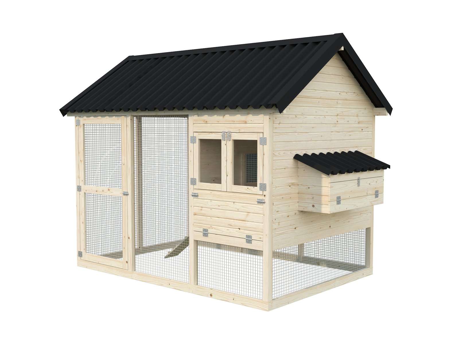 Chick 6.7m2 (2,13x3.16m | 16mm) Metallkatusega puidust kanamaja