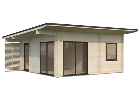 Cecilia 27.2m2 (5.4x5.4m | 70mm) Mitmeruumiline suvemaja alumiiniumakende ja -ustega