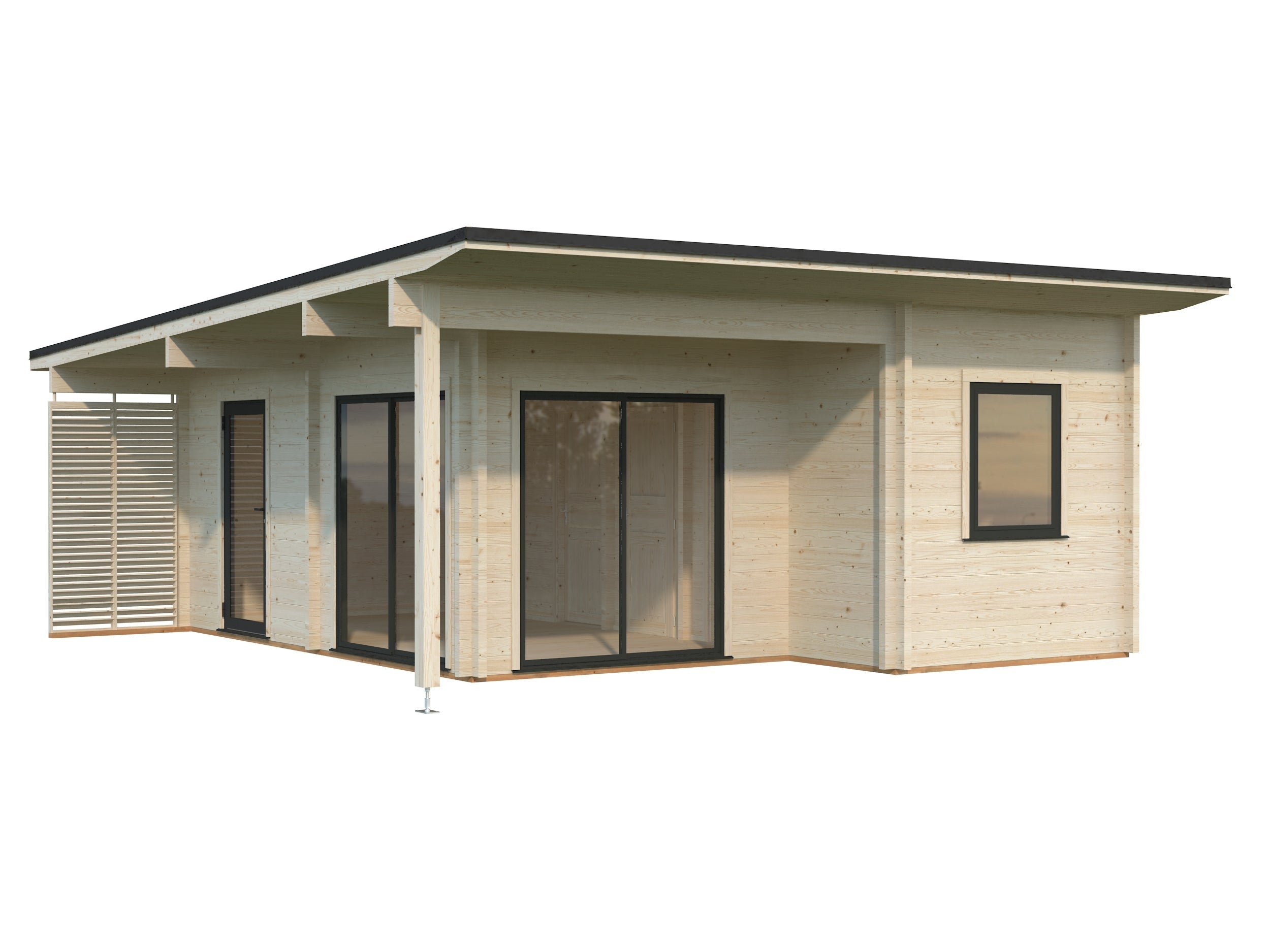Cecilia 30m2 (5.4x6.7m | 70mm) Neljaruumiline suvemaja alumiiniumakende ja -ustega