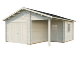 Roger 21.9+5.2m2 (5.1x5.5m | 44mm) Varjualusega freespruss-garaaž puidust uksega