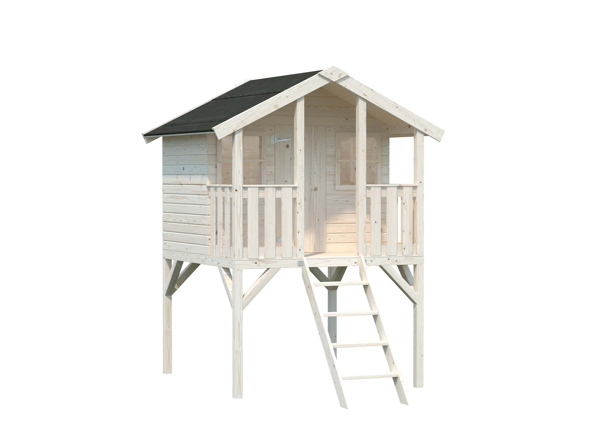 Toby 2.1m2 (1.8x1.22m | 16mm) Valmis seinaelementidest pikkade jalgadega mängumaja