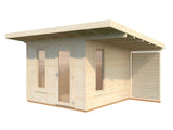 Grace 8.1+4.1m2 (3x2.9m | 56mm) Liimpuitelementidest aiamaja pisikese varikatusega