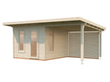 Grace 8.1+8.1m2 5.6x2.9m | 56mm) Liimpuitelementidest aiamaja koos varikatusega