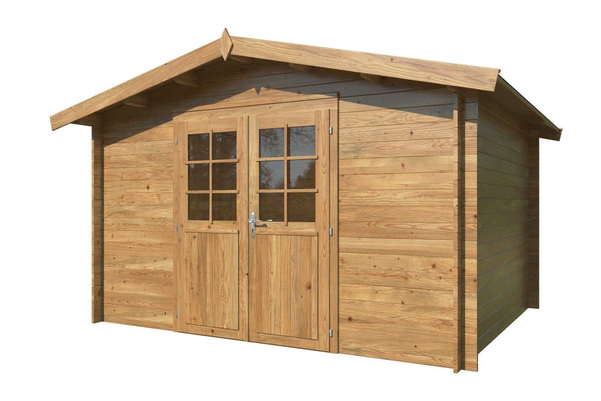 Valentine 9m2 (3.38x2.76m | 28mm) Süvaimmutatud freespruss-aiakuur kahepoolse uksega