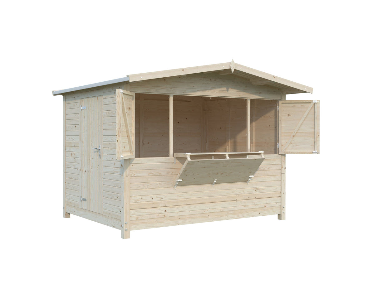 Marian 6.2m2 (2.98x2.28m | 16mm) Valmis seinaelementidest kokkuvolditav kiosk