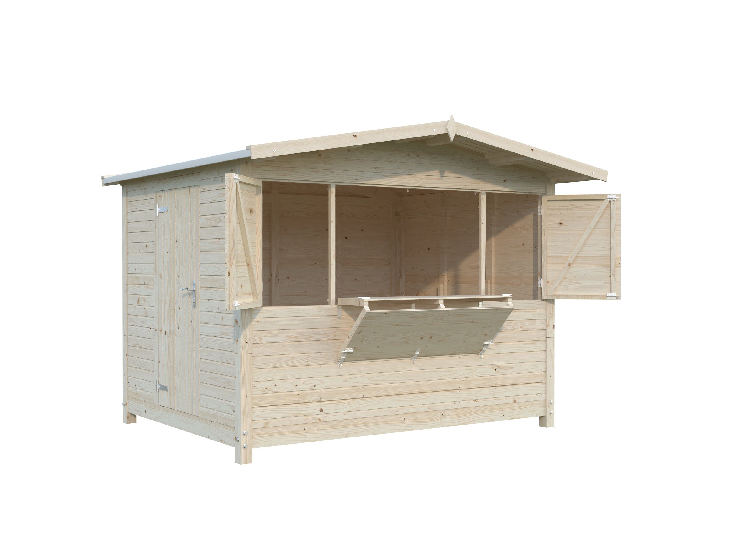Marian 6.2m2 (2.98x2.28m | 16mm) Valmis seinaelementidest kokkuvolditav kiosk