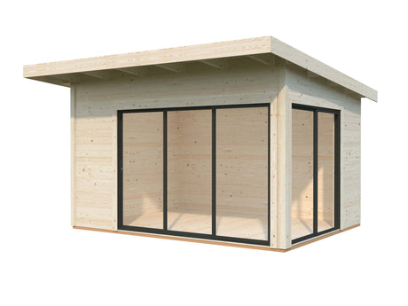 Andrea 11.2m2 (3.9x3m | 44mm) Lükanduste ja modernse nurgalahendusega aiamaja