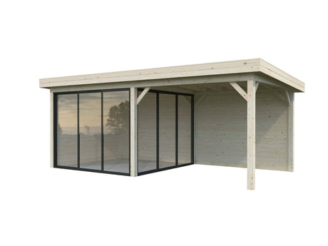 Lenna 16.6m2  Set 405/705 (5.88x3m) Kahe lükandukse ja varikatusega paviljon