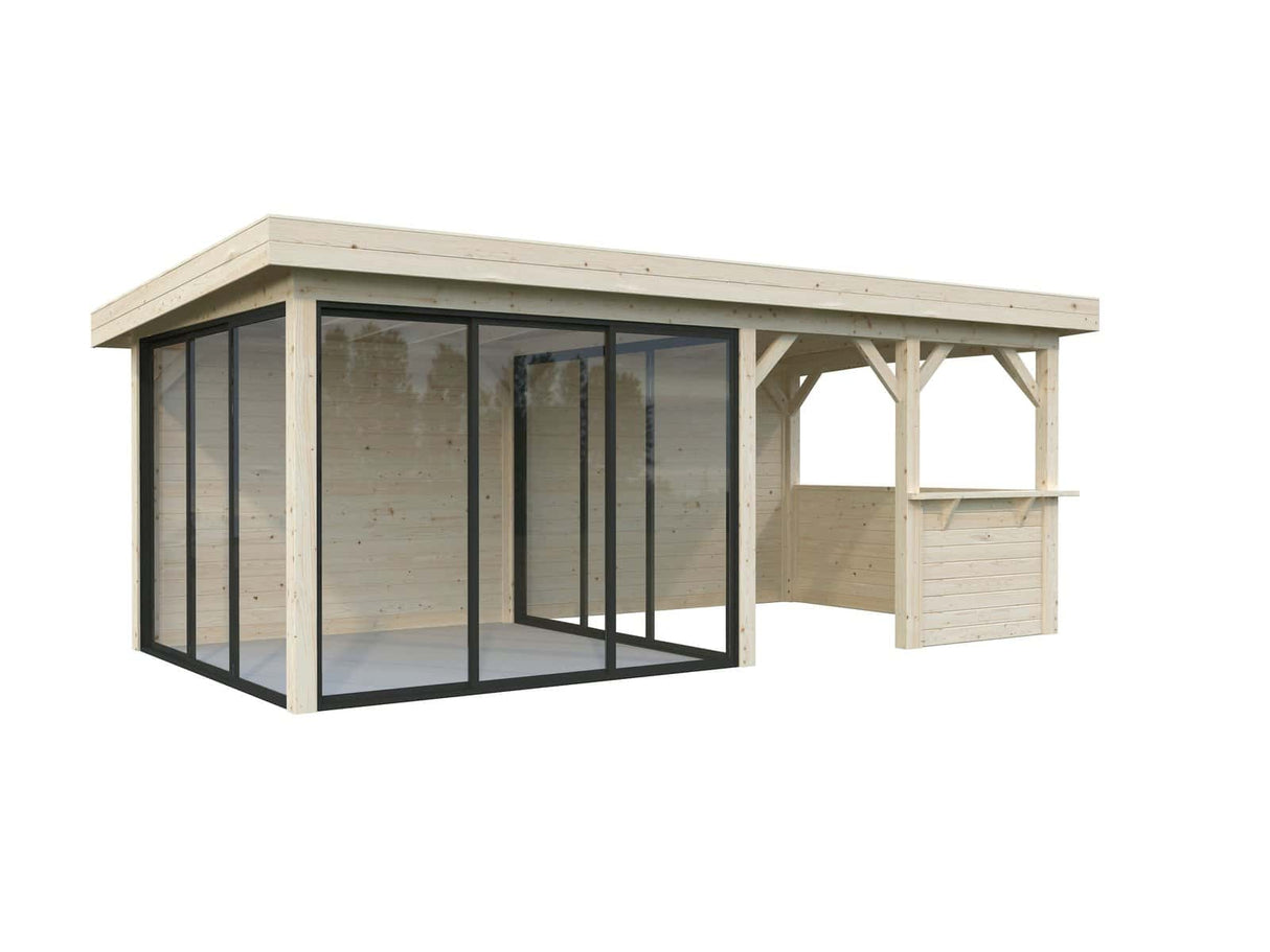 Lenna 16.6 Set 408/708 (5.88x3m) Kolme lükandukse ja väliköögiga paviljon