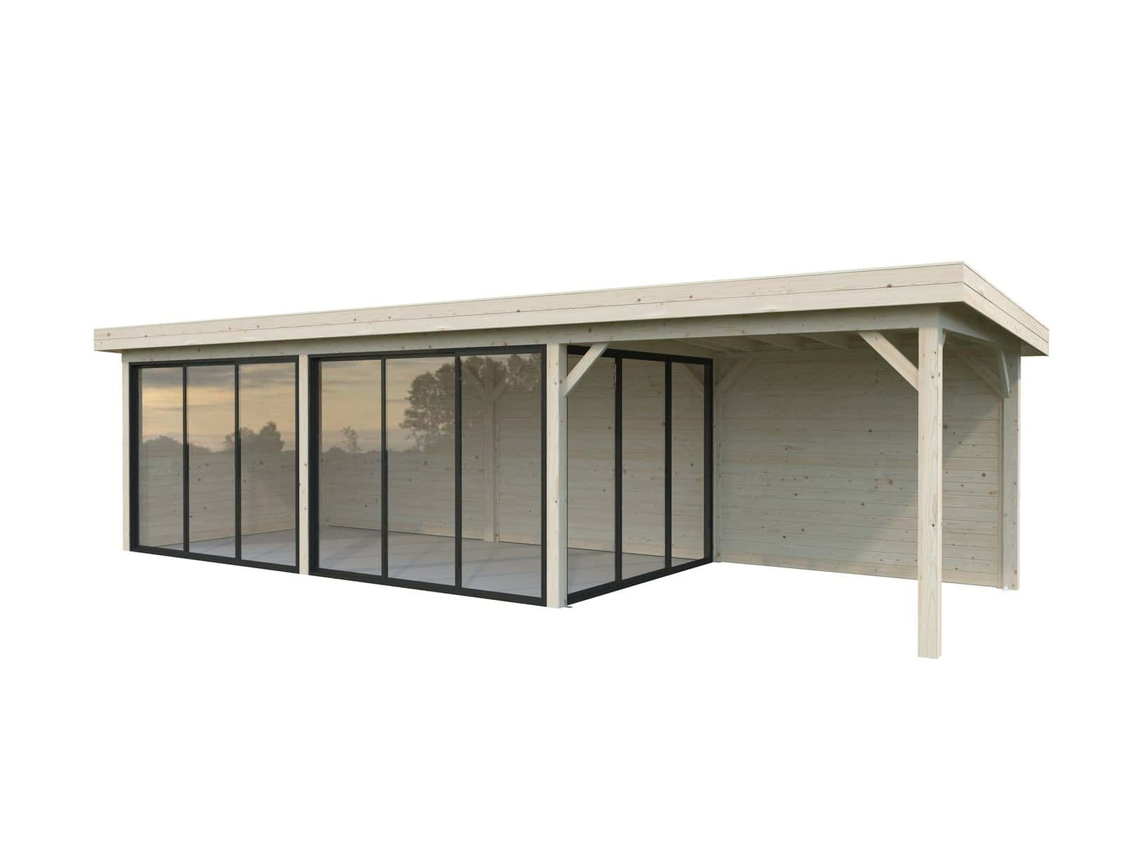 Lenna 24.9m2 Set 417/717 (8.76x3m) Lamekatuse ja kolme lükanduksega suur paviljon varikatusega