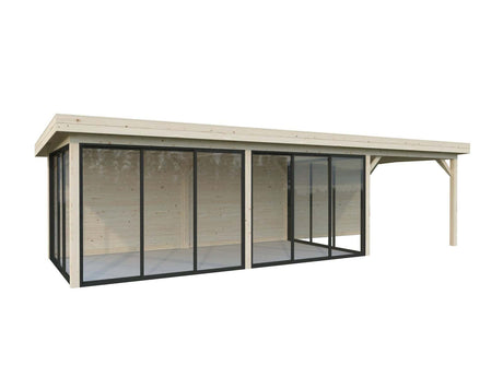 Lenna 24.9m2 Set 418/718 (8.76x3m) Lamekatuse ja nelja lükanduksega suur paviljon varikatusega