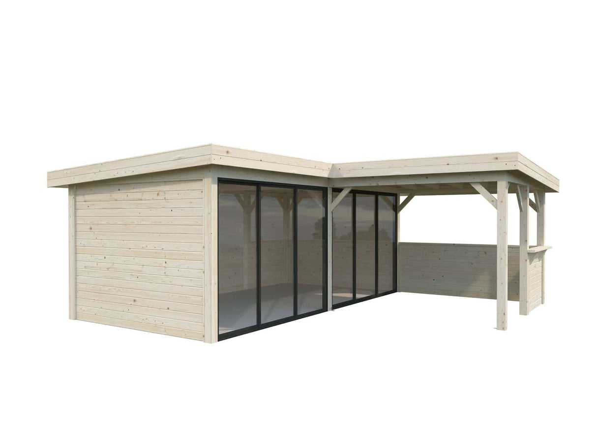 Lenna 24.9m2 Set 422/722 (5.88x5.88m) L-kujuline lamekatusega kahe lükanduksega paviljon
