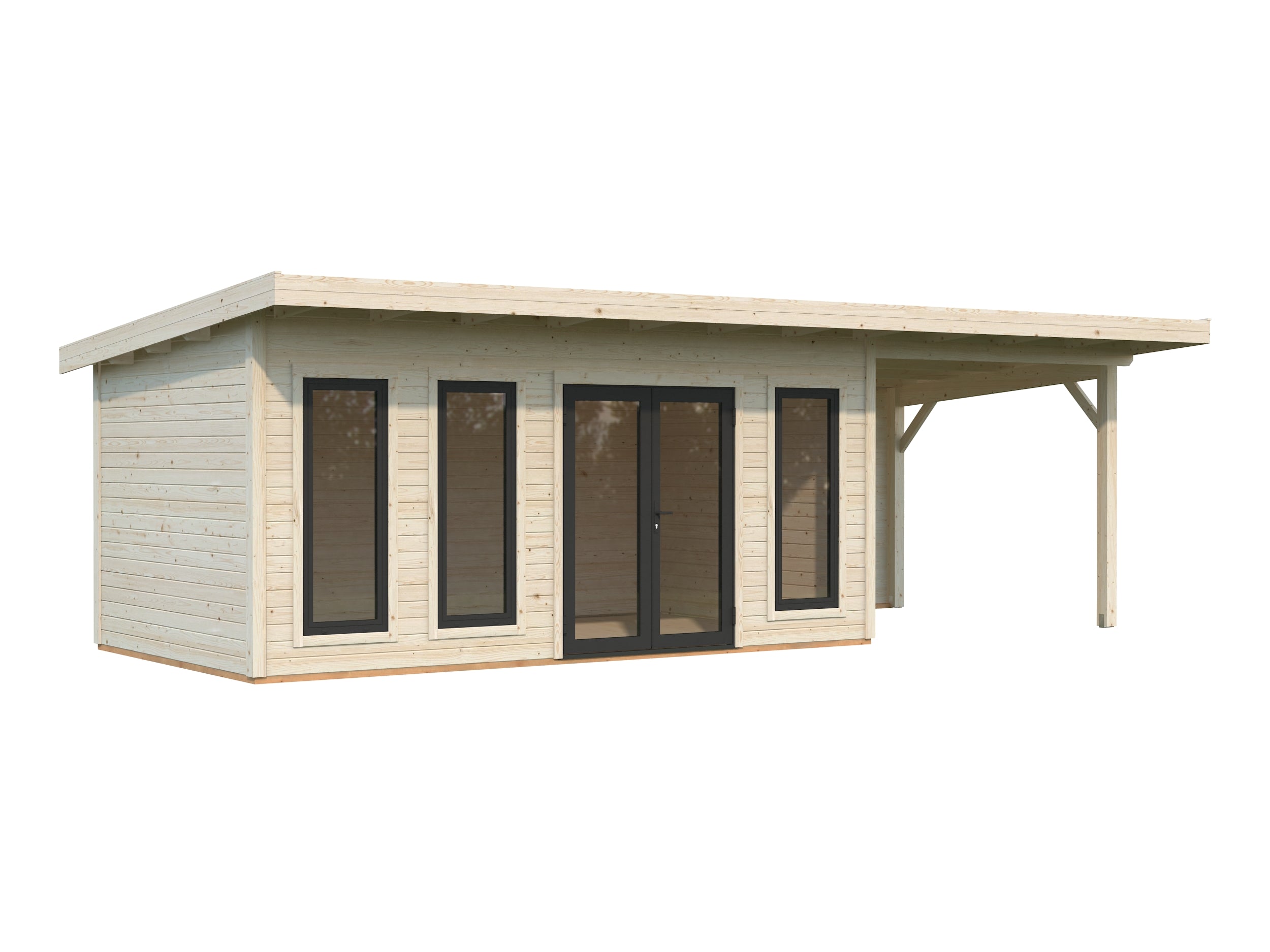 Aurelia 15,2 + 7,9 m² (8,3x3 m | 44 mm) Ruumikas modernne aiamaja katusealusega