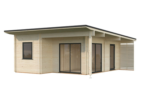 Cecilia 30m2 (5.4x6.7m | 70mm) Neljaruumiline suvemaja alumiiniumakende ja -ustega