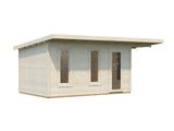 Grace 12.4+4.1m2 (4.45x2.9m | 56mm) Liimpuitelementidest aiamaja pisikese varikatusega