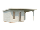 Grace 8.1+8.1m2 5.6x2.9m | 56mm) Liimpuitelementidest aiamaja koos varikatusega