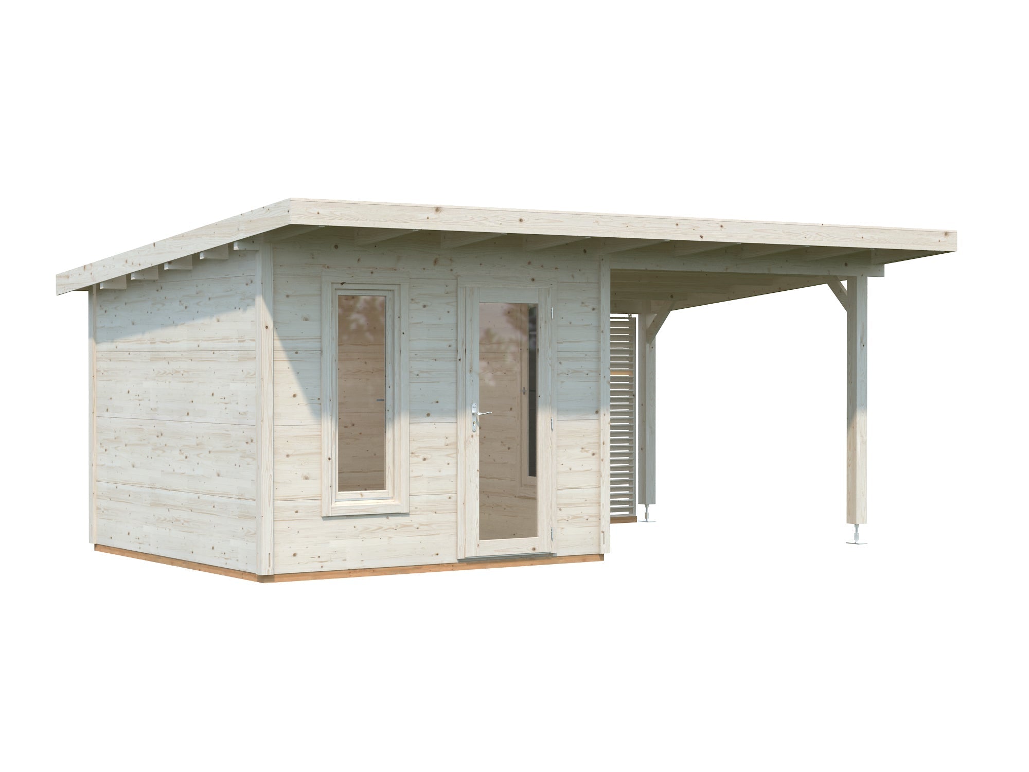Grace 8.1+8.1m2 5.6x2.9m | 56mm) Liimpuitelementidest aiamaja koos varikatusega