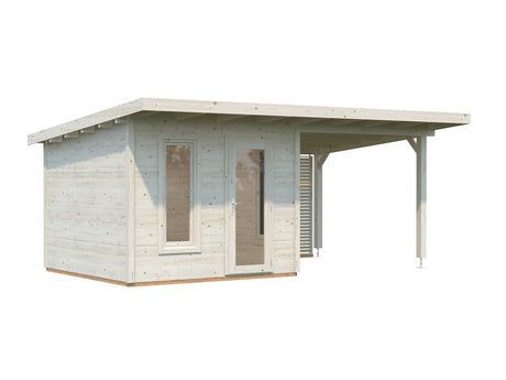 Grace 8.1+8.1m2 5.6x2.9m | 56mm) Liimpuitelementidest aiamaja koos varikatusega