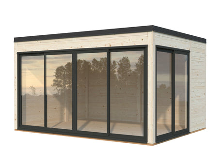Serena 1 (4,2x3,2 m | 12,6 m² | 44 mm) Modernne klaaspaviljon aeda – alumiiniumuksed ja -aknad (ühekordne või topeltklaas)