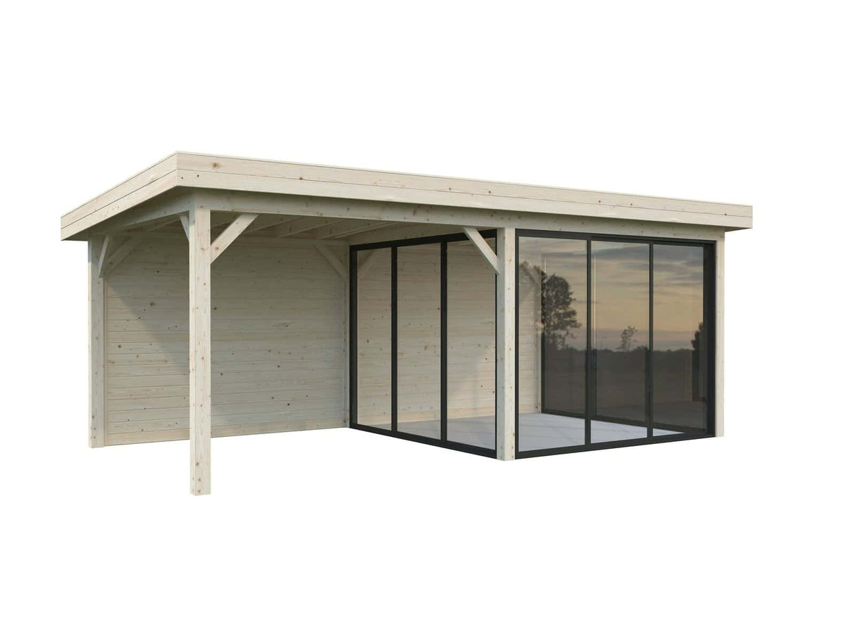 Lenna 16.6m2  Set 406/706 (5.88x3m) Kolme lükandukse ja varikatusega paviljon