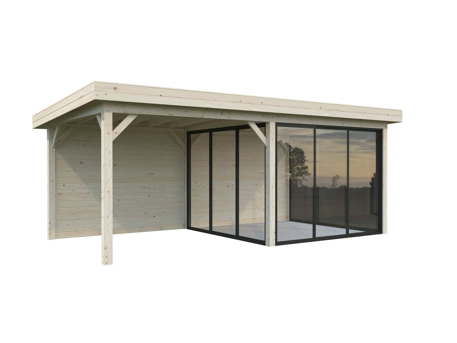 Lenna 16.6m2  Set 406/706 (5.88x3m) Kolme lükandukse ja varikatusega paviljon