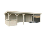 Lenna 24.9m2 Set 416/716 (8.76x3m) Lamekatuse ja kolme lükanduksega suur paviljon väliköögi osaga