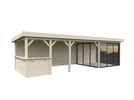 Lenna 24.9m2 Set 416/716 (8.76x3m) Lamekatuse ja kolme lükanduksega suur paviljon väliköögi osaga