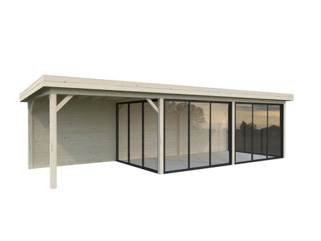 Lenna 24.9m2 Set 418/718 (8.76x3m) Lamekatuse ja nelja lükanduksega suur paviljon varikatusega
