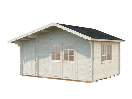 Emma 14.2m2 (4.5x3.3m | 34mm) Alpi stiilis freespruss-aiamaja kuuriosaga