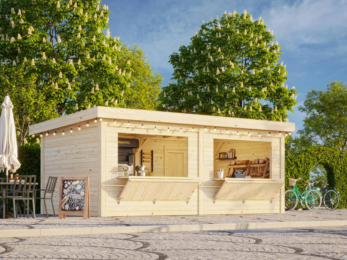 Lenna 16.6m2 Set 311 (5.88x3m) Lamekatuse ja kahe luugiga kiosk