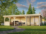 Lenna 24.9m2 Set 416/716 (8.76x3m) Lamekatuse ja kolme lükanduksega suur paviljon väliköögi osaga