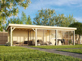Lenna 24.9m2 Set 418/718 (8.76x3m) Lamekatuse ja nelja lükanduksega suur paviljon varikatusega