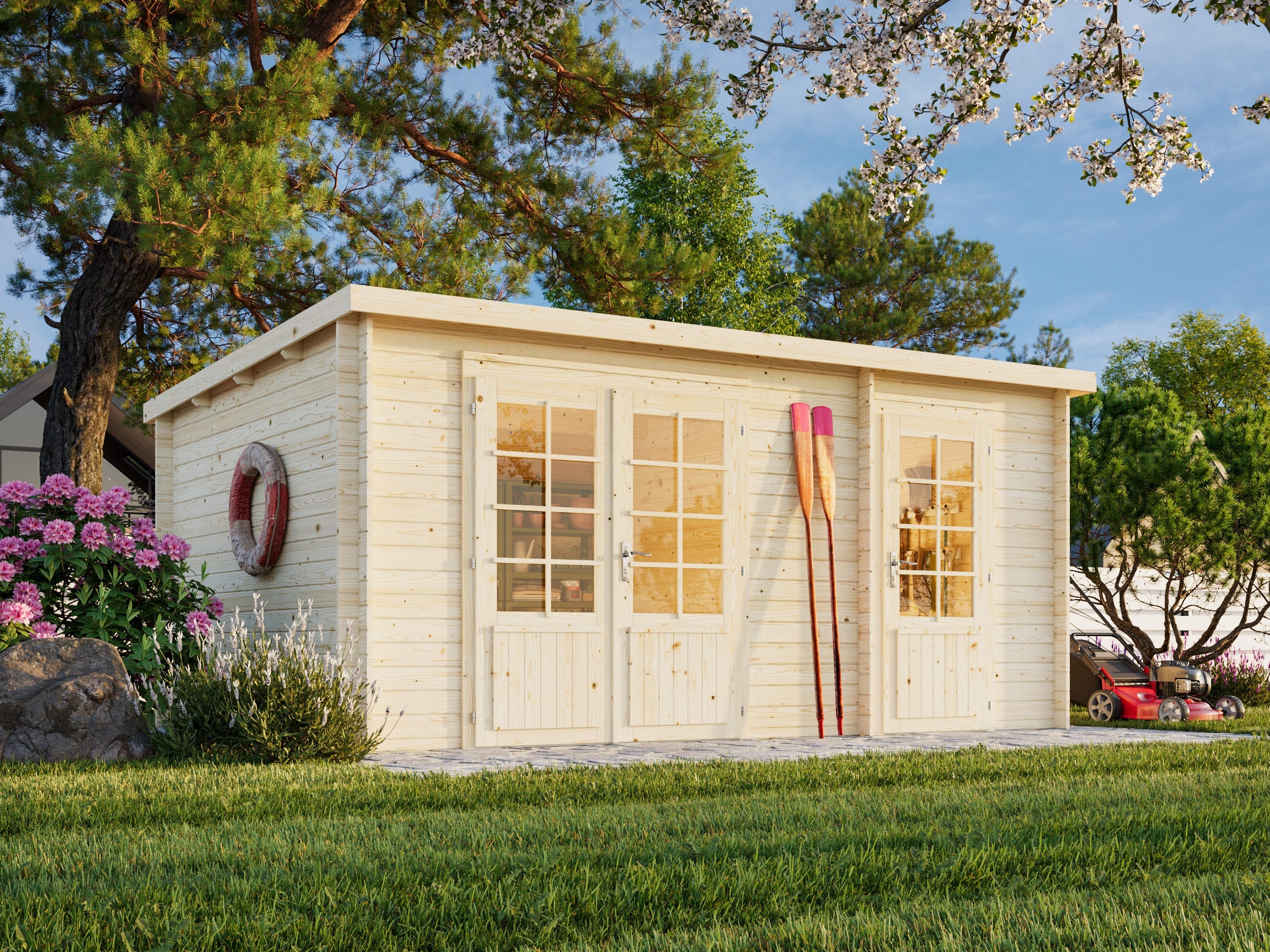 Ella 13.1m2 (4.5x3m | 28mm) Kahe ruumiga klaasustega aiakuur