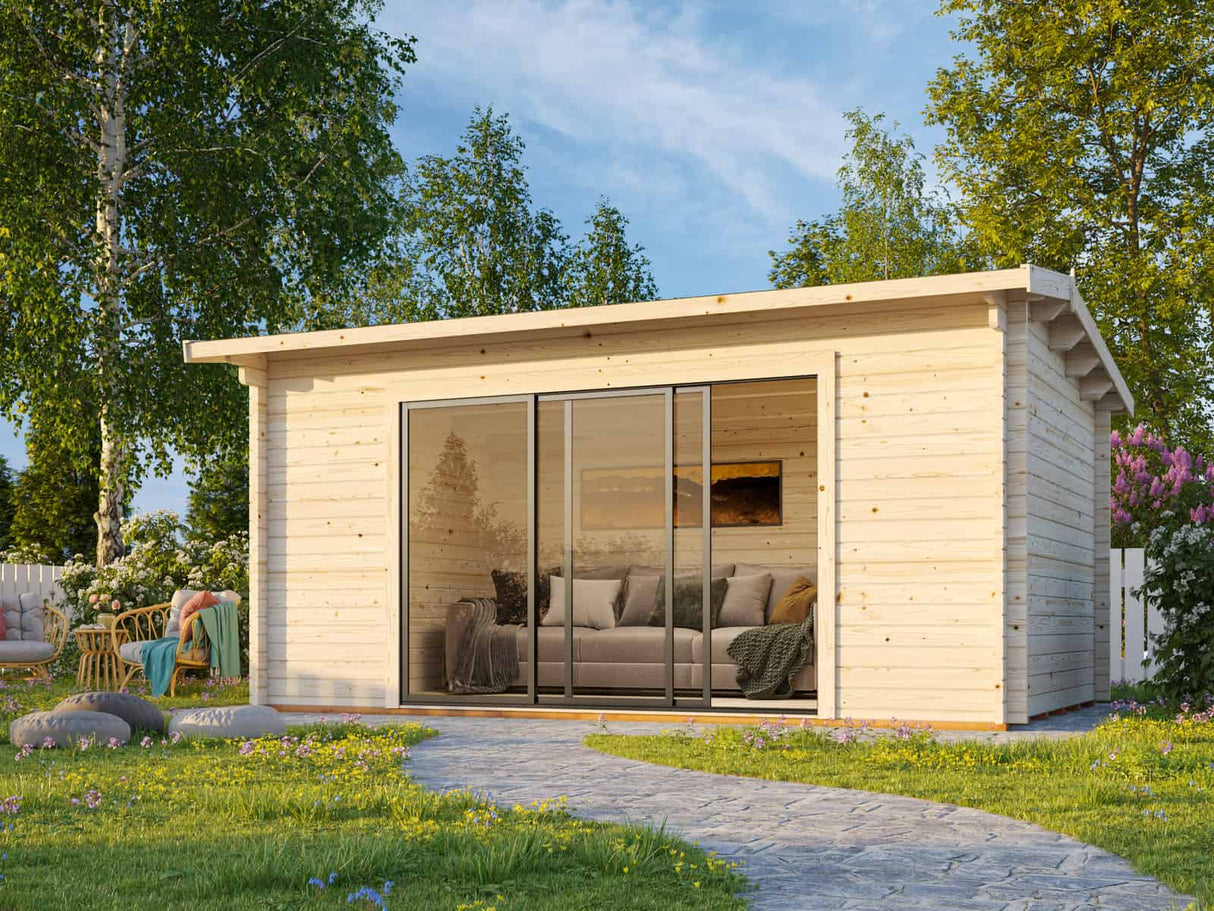 Ines 13.7m2 (4.8x3m | 44mm) Lükandustega freespruss-aiamaja
