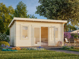 Lisa 14.2m2 (4.5x3.3m | 44mm) Lamekatusega freespruss-aiamaja (uuendatud aastal 2024)