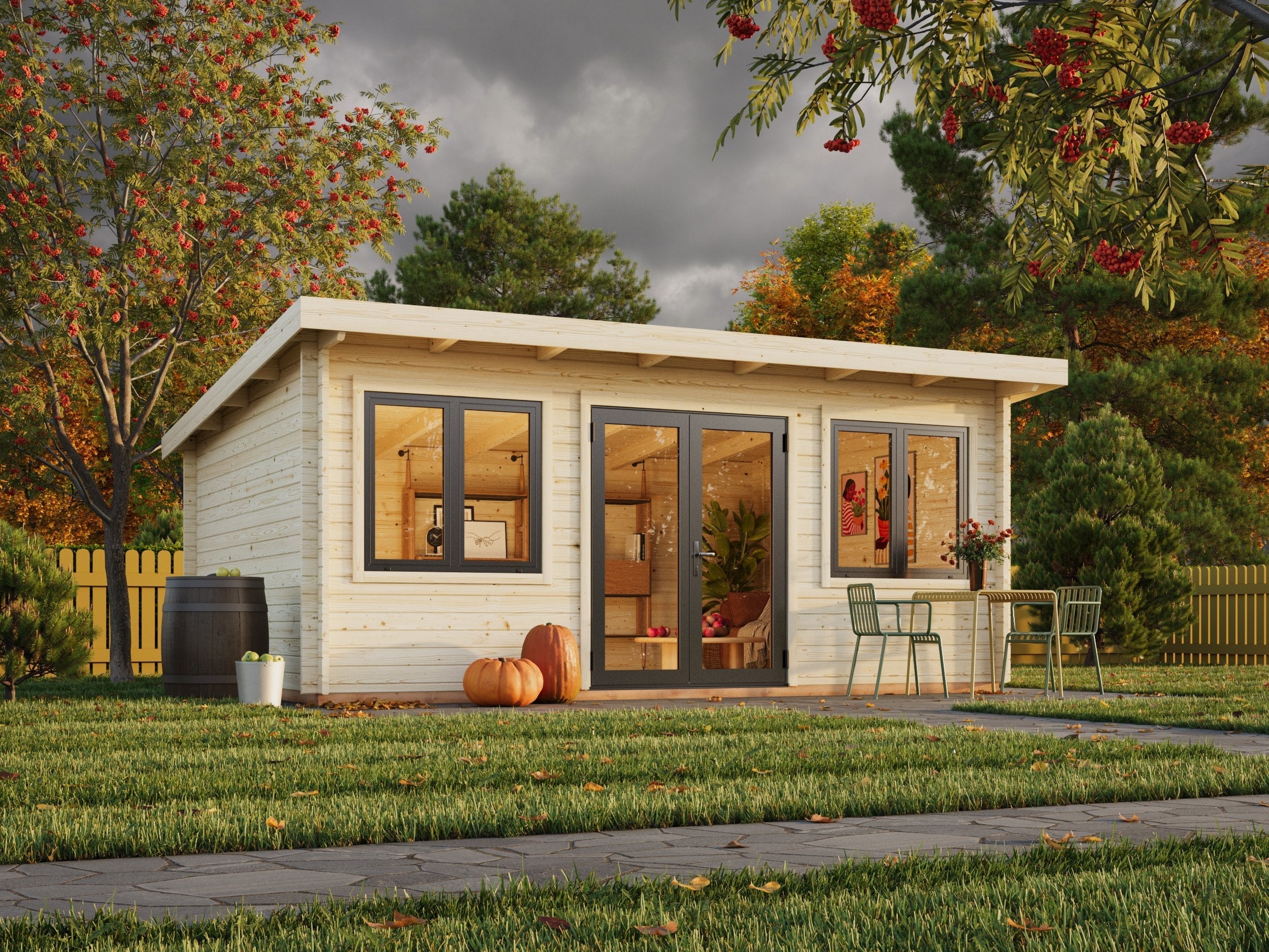 Lisandra 19,4 m² (5,5x4 m | 44 mm) Aiamaja alumiiniumuste ja -akendega