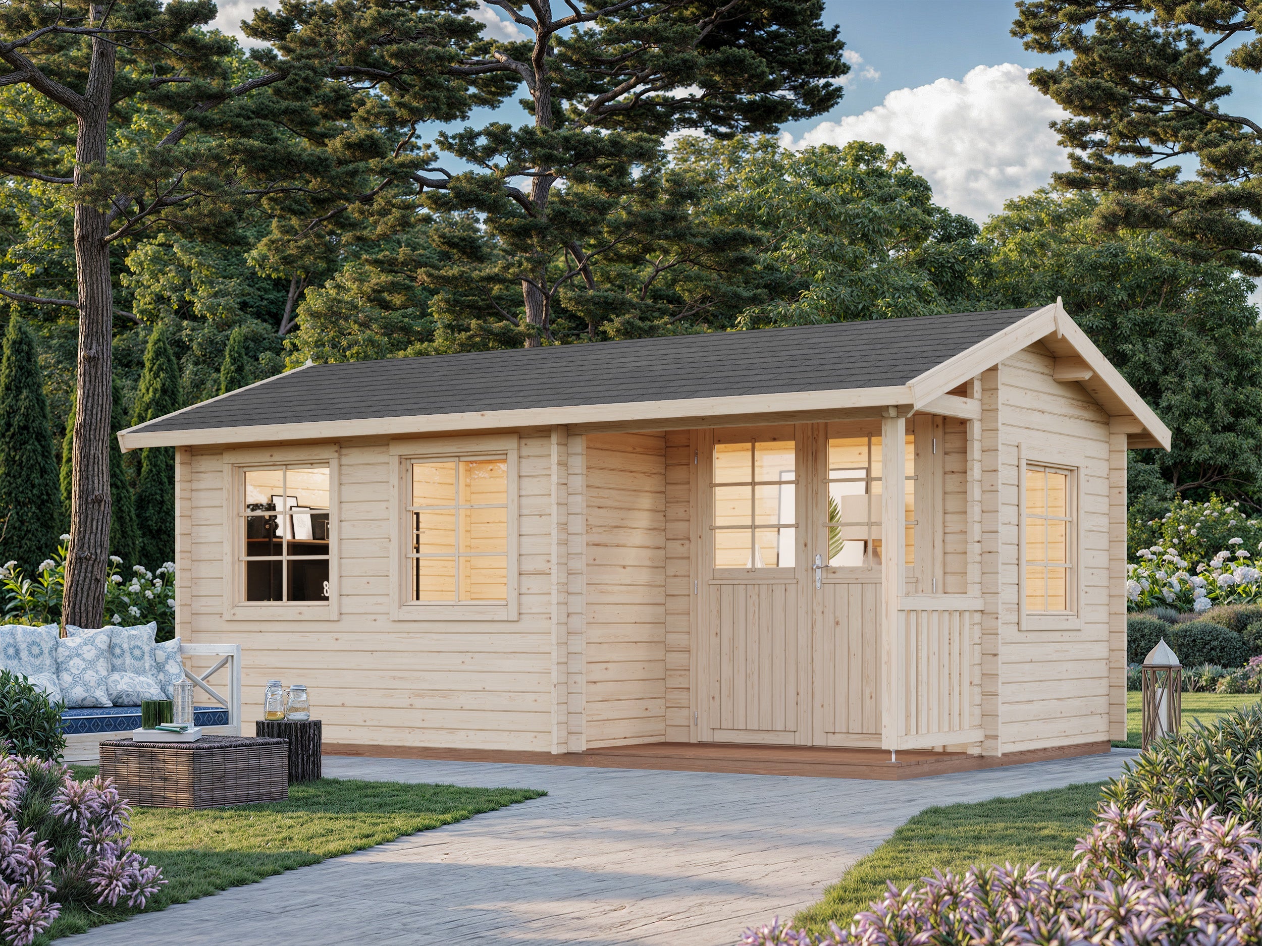 Susanna 12.4m2 (5.1x3m | 44mm) Traditsiooniline freespruss-aiamaja