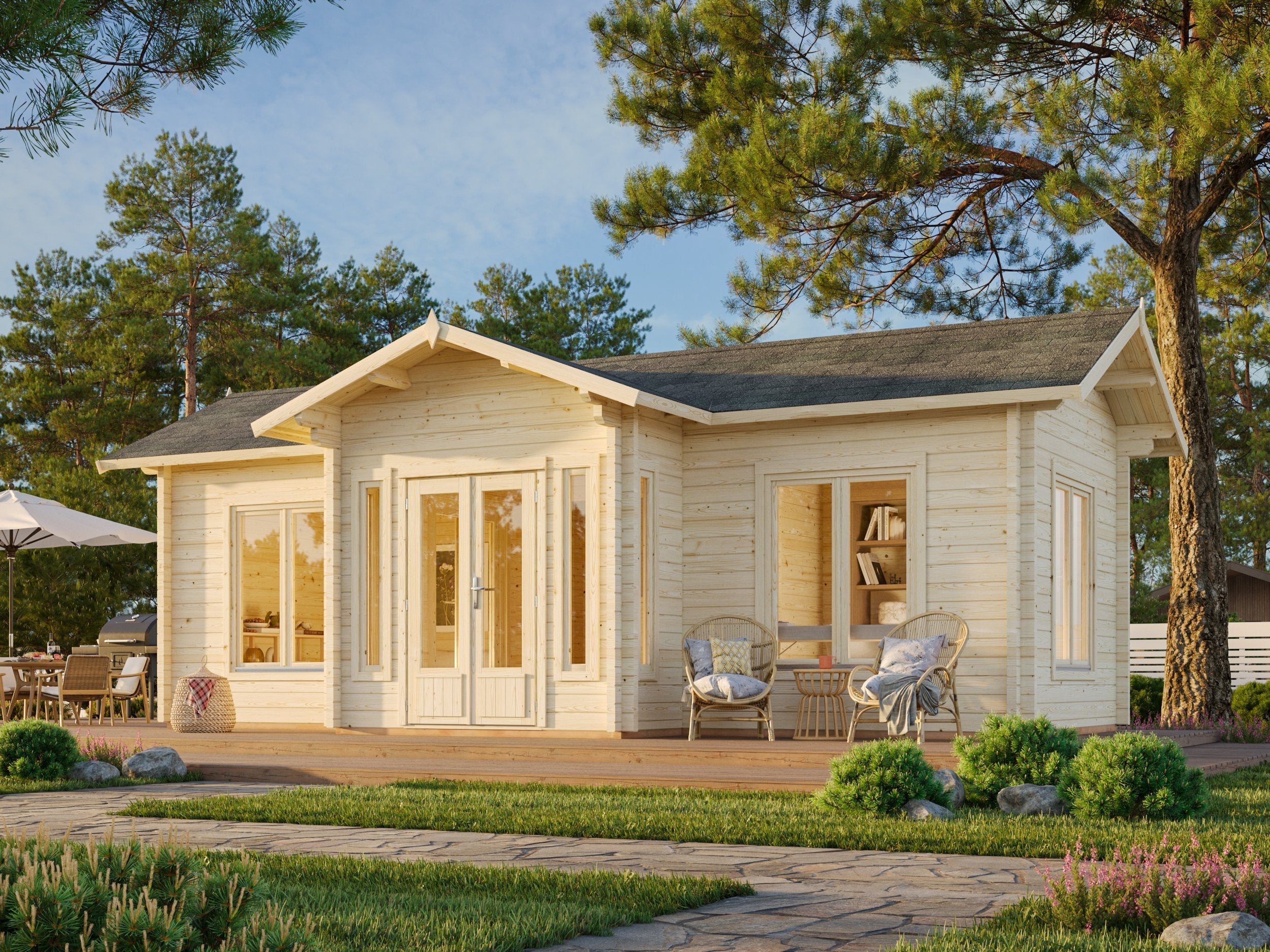 Anna 26.8m2 (8x5m | 70mm) Kolmetoaline suvemaja
