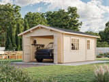 Roger 19m2 (3.8x5.7m | 44mm) Kompaktne freespruss-garaaž puidust ustega