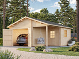 Roger 21.9+5.2m2 (5.1x5.5m | 44mm) Varjualusega freespruss-garaaž puidust uksega