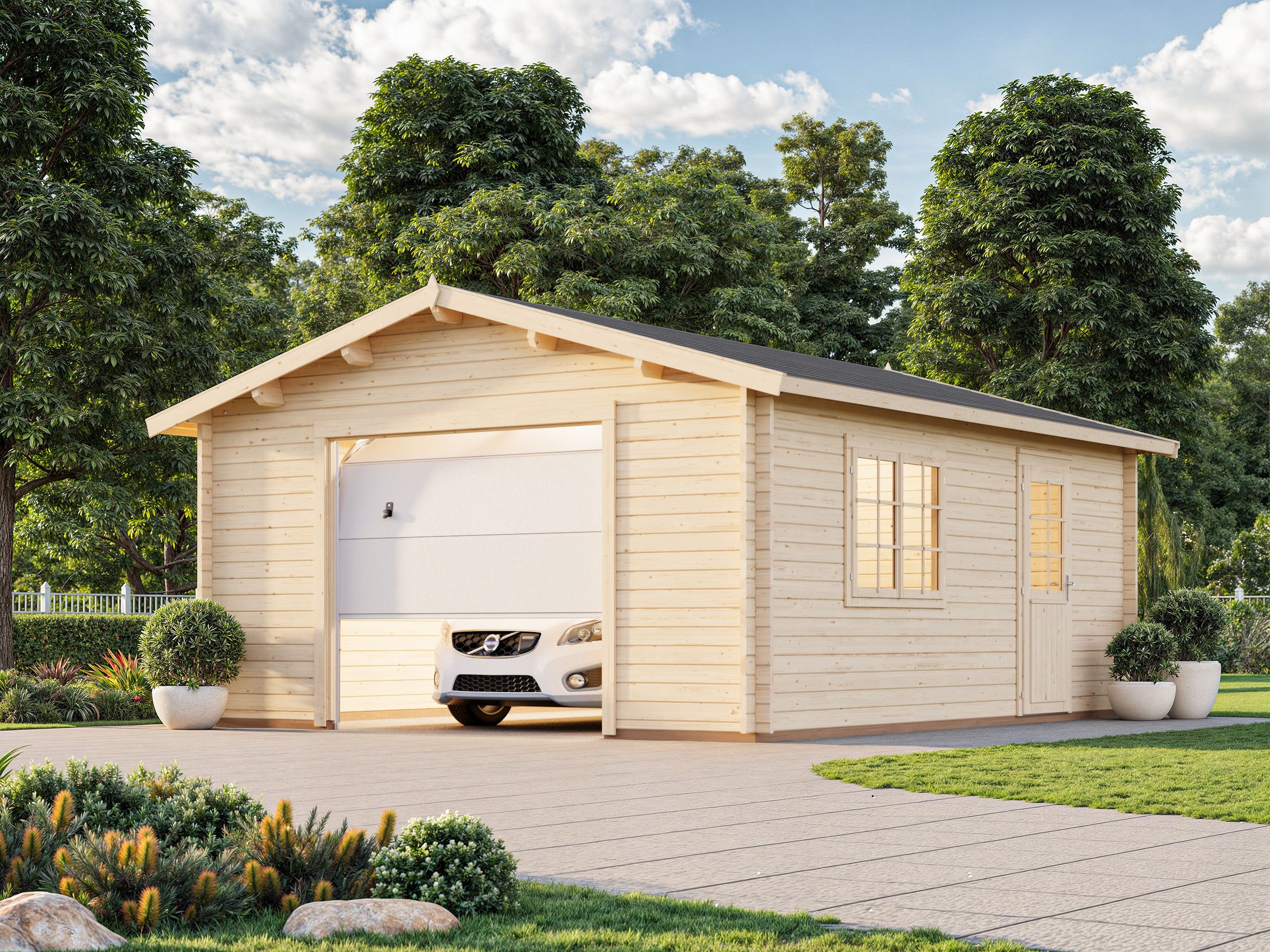Roger 23.9m2 (4.5x5.5m | 44mm) Sektsioonuksega freespruss-garaaž