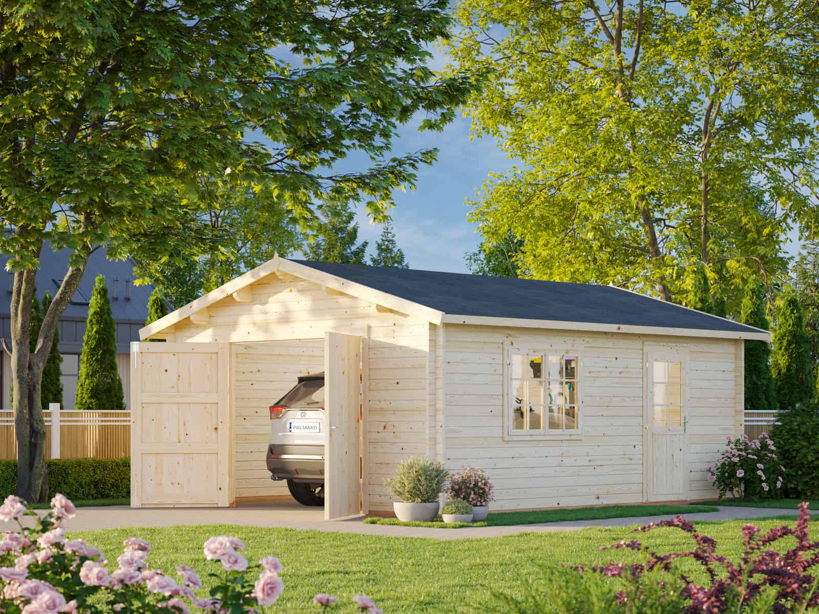 Roger 23.9m2 (4.5x5.5m | 44mm) Sektsioonuksega freespruss-garaaž