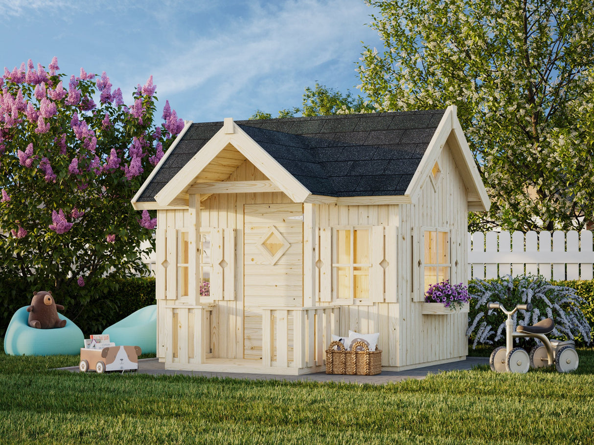 Jennie 3.6m2 (2.33x1.57m | 16mm) valmis seinaelementidest mängumaja